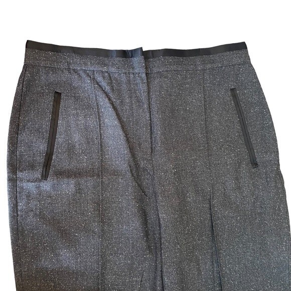 Rebecca Taylor Womens 12 Tailored Trouser Pant Charcoal Gray Herringbone Pleated - Picture 5 of 15